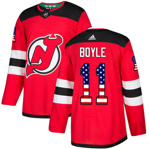 Adidas Devils #11 Brian Boyle Red Home Authentic USA Flag Stitched Youth NHL Jersey